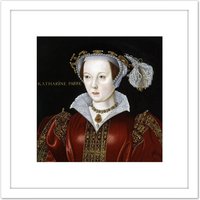 Artery8 Scrotts Attributed Portrait Catherine Parr Painting 8X8 Inch Square Wooden Framed Wall Art Print Picture with Mount in White