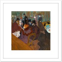 Artery8 Toulouse-lautrec At Moulin Rouge Painting 8X8 Inch Square Wooden Framed Wall Art Print Picture with Mount in White