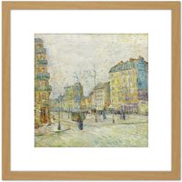 Artery8 Vincent Van Gogh Boulevard De Clichy 8X8 Inch Square Wooden Framed Wall Art Print Picture with Mount in Light Oak