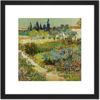 Artery8 Vincent Van Gogh Garden At Arles 8X8 Inch Square Wooden Framed Wall Art Print Picture with Mount in Black