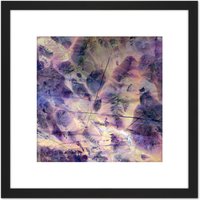 Artery8 Abstract Gem Stone Purple 8X8 Inch Square Wooden Framed Wall Art Print Picture with Mount in Black