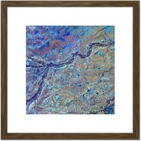 Artery8 Iridescent Abstract Bright Metal 8X8 Inch Square Wooden Framed Wall Art Print Picture with Mount in Brown