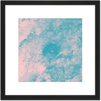 Artery8 Pink Blue Clouds Abstract Sky 8X8 Inch Square Wooden Framed Wall Art Print Picture with Mount in Black