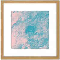 Artery8 Pink Blue Clouds Abstract Sky 8X8 Inch Square Wooden Framed Wall Art Print Picture with Mount in Light Oak