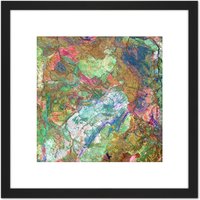 Artery8 Watercolour Abstract Paint Bright 8X8 Inch Square Wooden Framed Wall Art Print Picture with Mount in Black