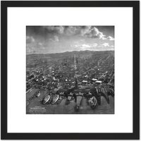 Artery8 San Francisco Earthquake 1906 Ruins Aerial Photo 8X8 Inch Square Wooden Framed Wall Art Print Picture with Mount in Black