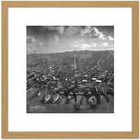 Artery8 San Francisco Earthquake 1906 Ruins Aerial Photo 8X8 Inch Square Wooden Framed Wall Art Print Picture with Mount in Light Oak