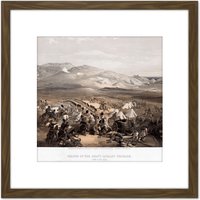 Artery8 Simpson Crimean War Battle Balaklava Cavalry 8X8 Inch Square Wooden Framed Wall Art Print Picture with Mount in Brown