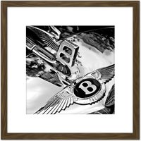 Artery8 Smith Classic Vintage Car Automobile Badge Hood 8X8 Inch Square Wooden Framed Wall Art Print Picture with Mount in Brown