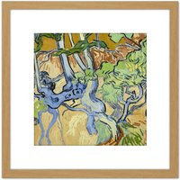 Artery8 Van Gogh Tree Roots Painting 8X8 Inch Square Wooden Framed Wall Art Print Picture with Mount in Light Oak
