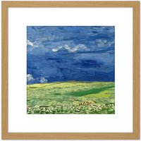 Artery8 Van Gogh Wheatfield Under Thunderclouds Painting 8X8 Inch Square Wooden Framed Wall Art Print Picture with Mount in Light Oak
