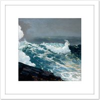 Artery8 Winslow Homer Northeaster Seascape Painting 8X8 Inch Square Wooden Framed Wall Art Print Picture with Mount in White