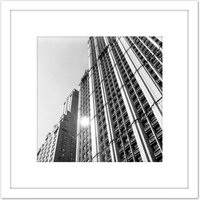 Artery8 Woolworth Building Manhattan New York Berenice Abbott 8X8 Inch Square Wooden Framed Wall Art Print Picture with Mount in White