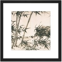 Artery8 Xia Chang Bamboo Spring Rain Screen Painting 8X8 Inch Square Wooden Framed Wall Art Print Picture with Mount in Black
