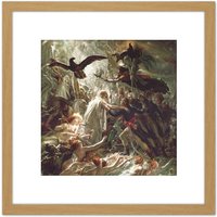 Artery8 Girodet-Trioson Ossian Ghosts French Heroes Painting 8X8 Inch Square Wooden Framed Wall Art Print Picture with Mount in Light Oak