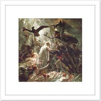 Artery8 Girodet-Trioson Ossian Ghosts French Heroes Painting 8X8 Inch Square Wooden Framed Wall Art Print Picture with Mount in White