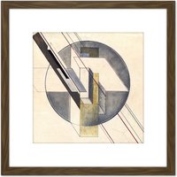 Artery8 Klucis Construction Constructivist Painting 8X8 Inch Square Wooden Framed Wall Art Print Picture with Mount in Brown