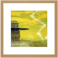 Artery8 Bertrams Space Probe Venera Planet Venus Concept 8X8 Inch Square Wooden Framed Wall Art Print Picture with Mount in Light Oak