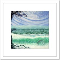 Artery8 Ivashchenko Space Planet Water Life Moon Painting 8X8 Inch Square Wooden Framed Wall Art Print Picture with Mount in White