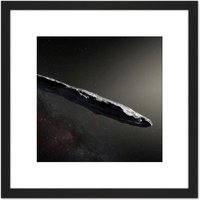 Artery8 Space ESO Illustration Interstellar Asteroid Oumuamua 8X8 Inch Square Wooden Framed Wall Art Print Picture with Mount in Black