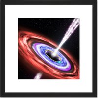 Artery8 Space NASA Black Hole Sw J1644+57 Illustration 8X8 Inch Square Wooden Framed Wall Art Print Picture with Mount