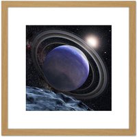 Artery8 Space NASA ESA Giant Planet HR8799b Rings Illustration 8X8 Inch Square Wooden Framed Wall Art Print Picture with Mount in Light Oak