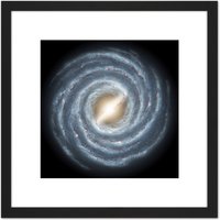 Artery8 Space NASA Galaxy Milky Way Spirals Illustration 8X8 Inch Square Wooden Framed Wall Art Print Picture with Mount in Black