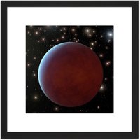 Artery8 Space NASA Gas Giant Planet Orbiting Star Illustration 8X8 Inch Square Wooden Framed Wall Art Print Picture with Mount in Black