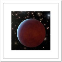 Artery8 Space NASA Gas Giant Planet Orbiting Star Illustration 8X8 Inch Square Wooden Framed Wall Art Print Picture with Mount in White