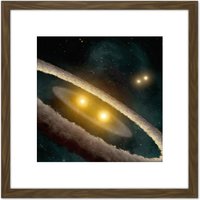 Artery8 Space NASA HD98800 Binary Star System Illustration 8X8 Inch Square Wooden Framed Wall Art Print Picture with Mount in Brown