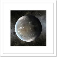 Artery8 Space NASA Planet Kepler-62f Concept Illustration 8X8 Inch Square Wooden Framed Wall Art Print Picture with Mount in White
