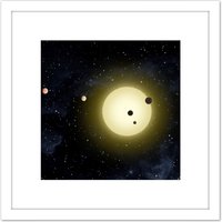 Artery8 Space NASA Star Kepler11 Planet System Illustration 8X8 Inch Square Wooden Framed Wall Art Print Picture with Mount in White