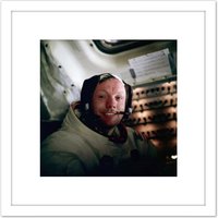 Artery8 Aldrin NASA Astronaut Neil Armstrong Apollo 11 Flight Photo 8X8 Inch Square Wooden Framed Wall Art Print Picture with Mount in White