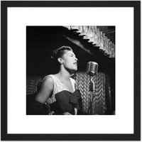 Artery8 Gottlieb Jazz Legend Singer Billie Holiday 1947 Photo 8X8 Inch Square Wooden Framed Wall Art Print Picture with Mount in Black