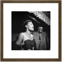 Artery8 Gottlieb Jazz Legend Singer Billie Holiday 1947 Photo 8X8 Inch Square Wooden Framed Wall Art Print Picture with Mount in Brown