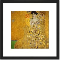 Artery8 Gustav Klimt Portrait Of Adele Bloch Bauer 8X8 Inch Square Wooden Framed Wall Art Print Picture with Mount in Black