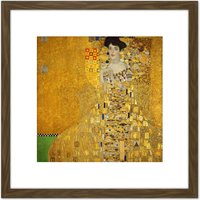 Artery8 Gustav Klimt Portrait Of Adele Bloch Bauer 8X8 Inch Square Wooden Framed Wall Art Print Picture with Mount in Brown