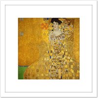 Artery8 Gustav Klimt Portrait Of Adele Bloch Bauer 8X8 Inch Square Wooden Framed Wall Art Print Picture with Mount in White