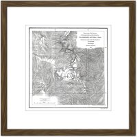 Artery8 Hayden 1871 Yellowstone National Park USA Map 8X8 Inch Square Wooden Framed Wall Art Print Picture with Mount in Brown