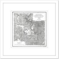 Artery8 Hayden 1871 Yellowstone National Park USA Map 8X8 Inch Square Wooden Framed Wall Art Print Picture with Mount in White