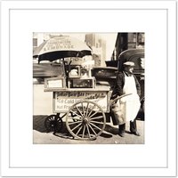 Artery8 Hot Dog Stand West Street Manhattan Old Photo 8X8 Inch Square Wooden Framed Wall Art Print Picture with Mount in White