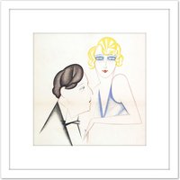 Artery8 Illustration French Jean Sarment Et Marguerite Valmond Actors 8X8 Inch Square Wooden Framed Wall Art Print Picture with Mount in White