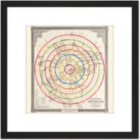 Artery8 Osborn 1849 Map Jerusalem Seven Miles Around 8X8 Inch Square Wooden Framed Wall Art Print Picture with Mount in Black