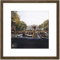 Artery8 Parade JFK Kennedy Emperor Haile Selassie Photo 8X8 Inch Square Wooden Framed Wall Art Print Picture with Mount in Brown