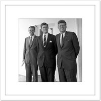 Artery8 Portrait President JFK Brothers John Robert Ted Kennedy Photo 8X8 Inch Square Wooden Framed Wall Art Print Picture with Mount in White