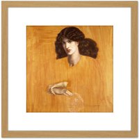 Artery8 Rossetti La Donna Della Finestra Lady Pity Painting 8X8 Inch Square Wooden Framed Wall Art Print Picture with Mount in Light Oak