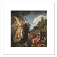 Artery8 Lastman Angel Raphael Takes Leave Old Tobit Painting 8X8 Inch Square Wooden Framed Wall Art Print Picture with Mount in White