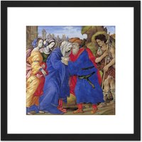 Artery8 Lippi Meeting Joachim Anne Golden Gate Jerusalem Painting 8X8 Inch Square Wooden Framed Wall Art Print Picture with Mount in Black
