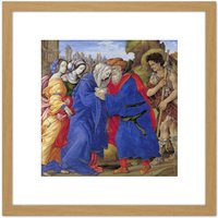 Artery8 Lippi Meeting Joachim Anne Golden Gate Jerusalem Painting 8X8 Inch Square Wooden Framed Wall Art Print Picture with Mount in Light Oak
