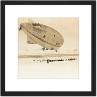 Artery8 Photo Airship Norway Mooring NY-Alesund 1926 8X8 Inch Square Wooden Framed Wall Art Print Picture with Mount in Black